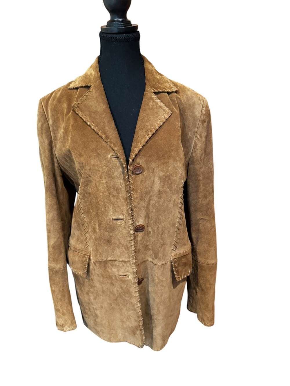 ALFRED SUNG Ladies Tan Suede Blazer Jacket